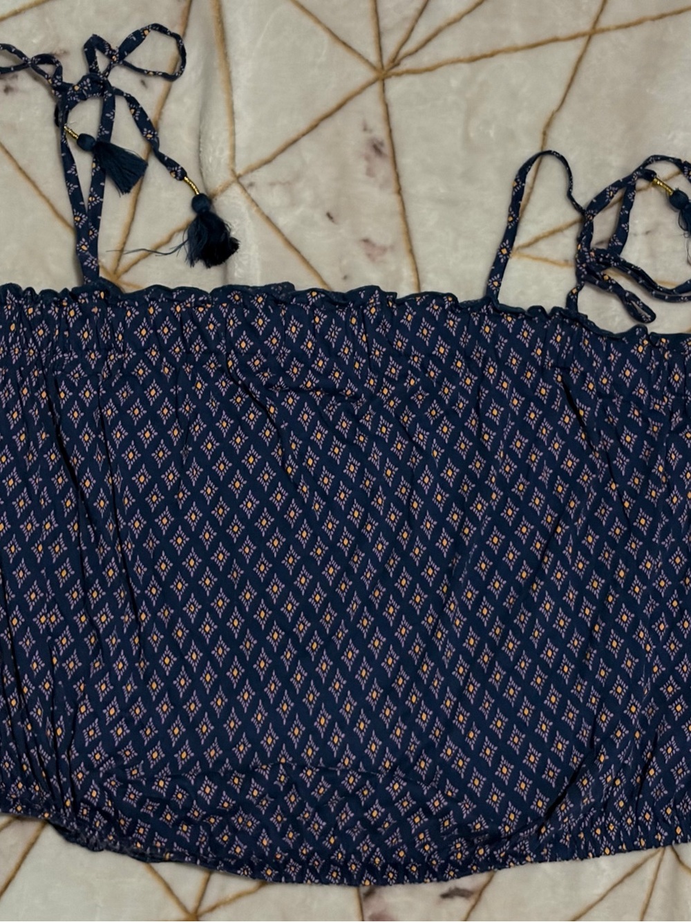 Lucky Brand Navy Printed Tie-Strap Camisole